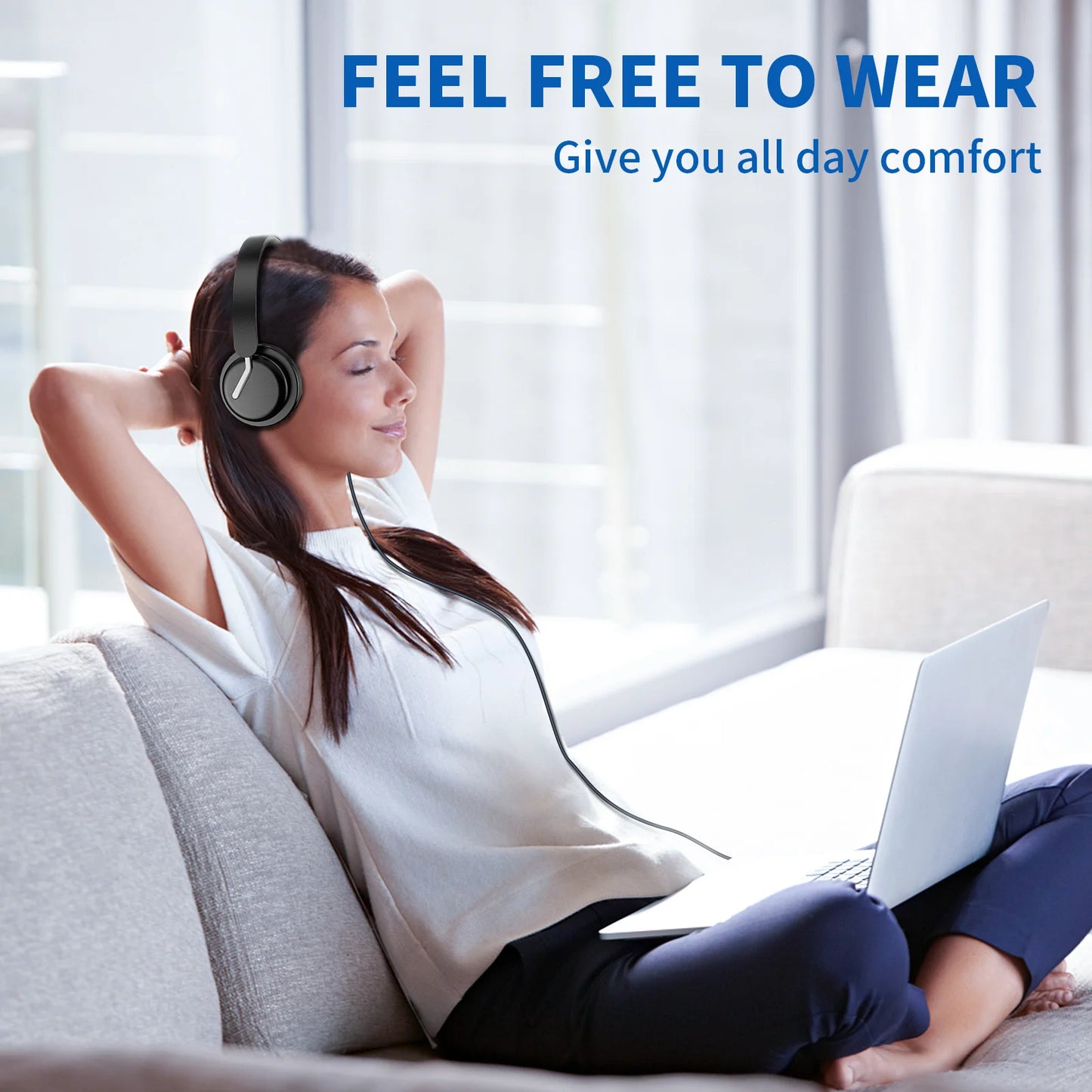 Wireless Headset Work Bluetooth 5.3 Headset AI Noise Cancelling Mic Call Reminder