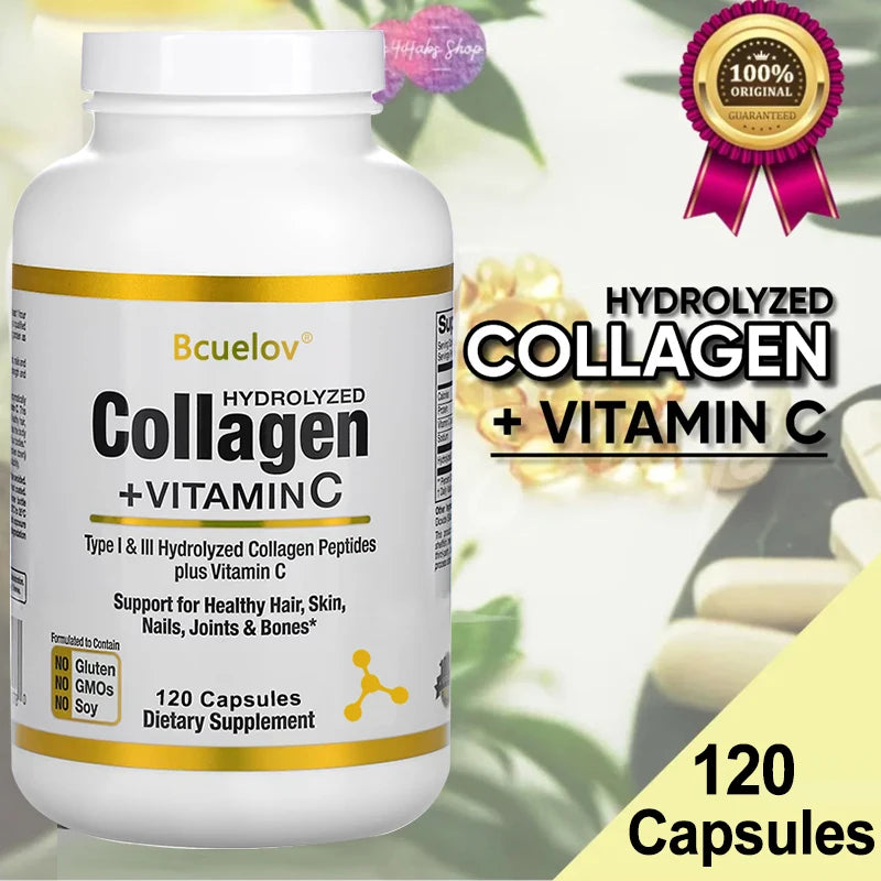 Bcuelov Type I & III Hydrolyzed Collagen Peptides Plus Vitamin C