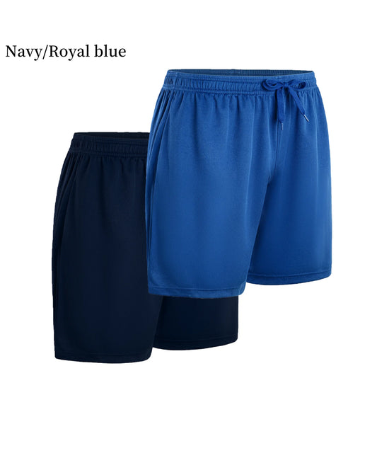 2-piece men's polyester sports shorts, quick drying,