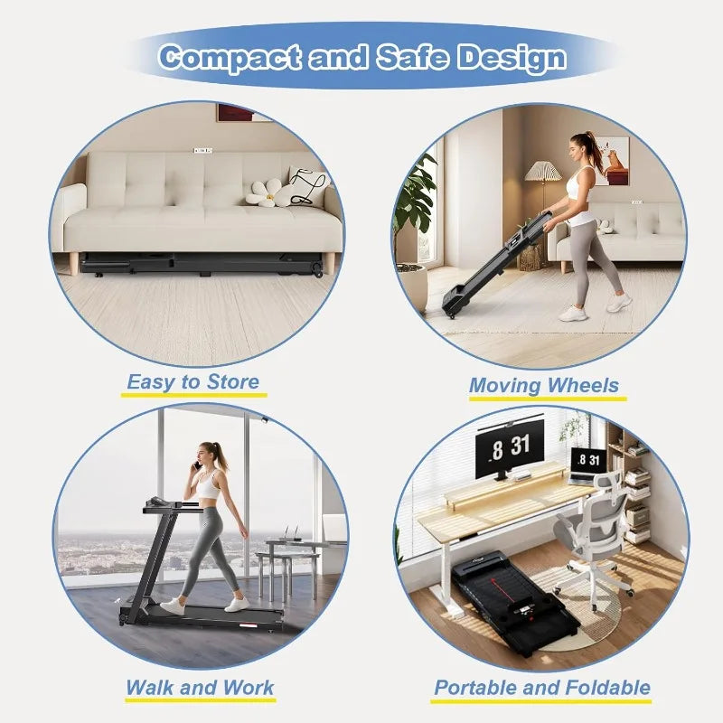 Treadmills for Home, Walking Pad with Handle Bar, Portable Foldable