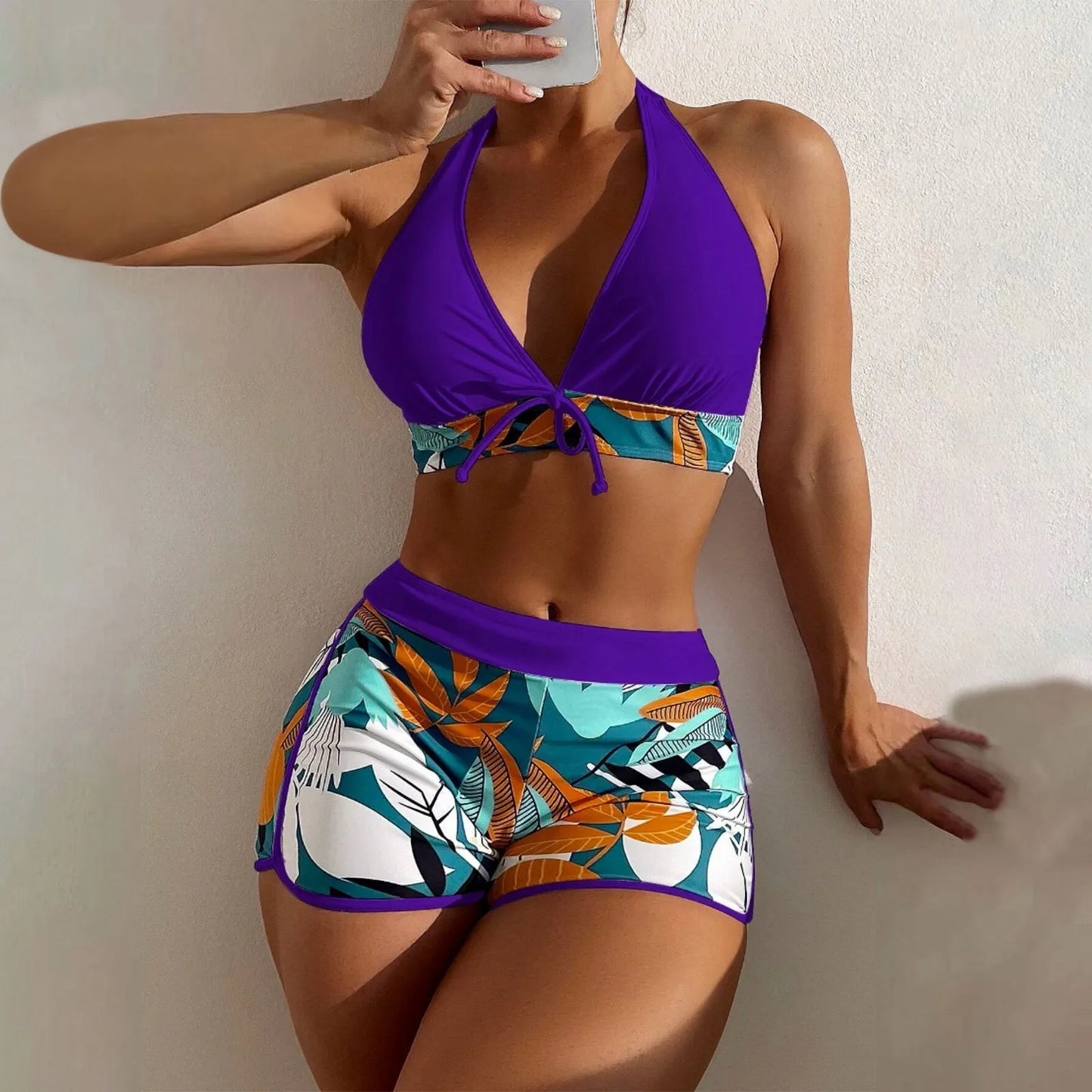 Shorts Bikinis Set  High Waist Swimsuit Women S