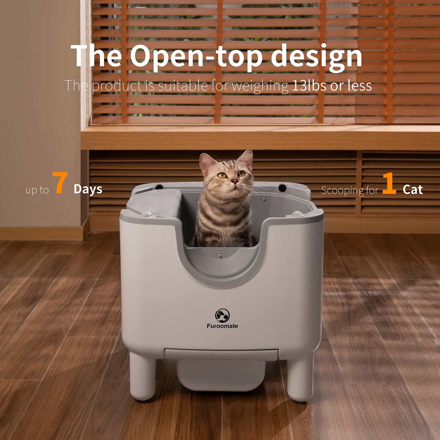 Self-Cleaning Litter Box - Open-Top Automatic Cat Litter Box with Odor Control,