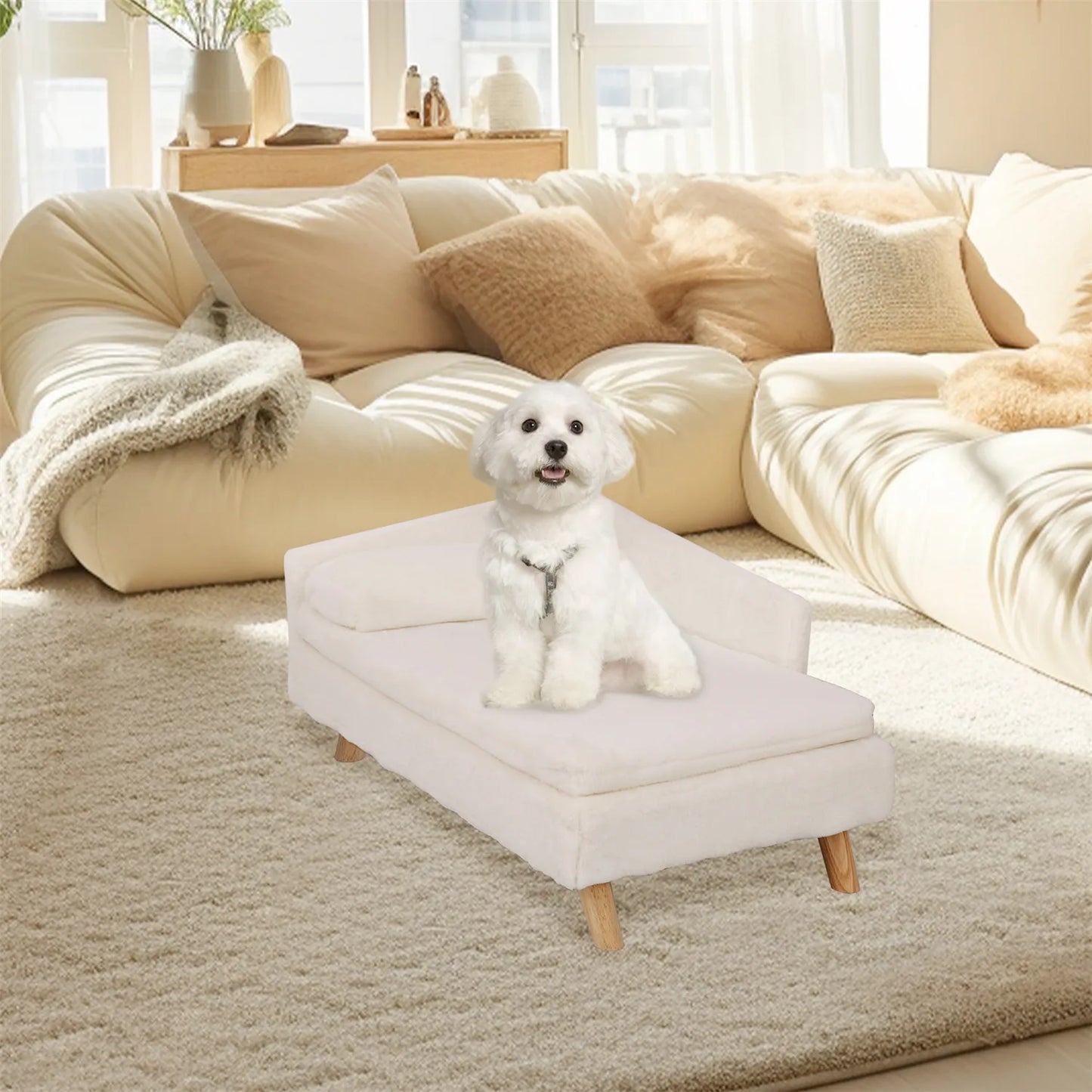 Elevated Pet Bed,Nordic Pet Stool Bed with Cozy Pad Waterproof,