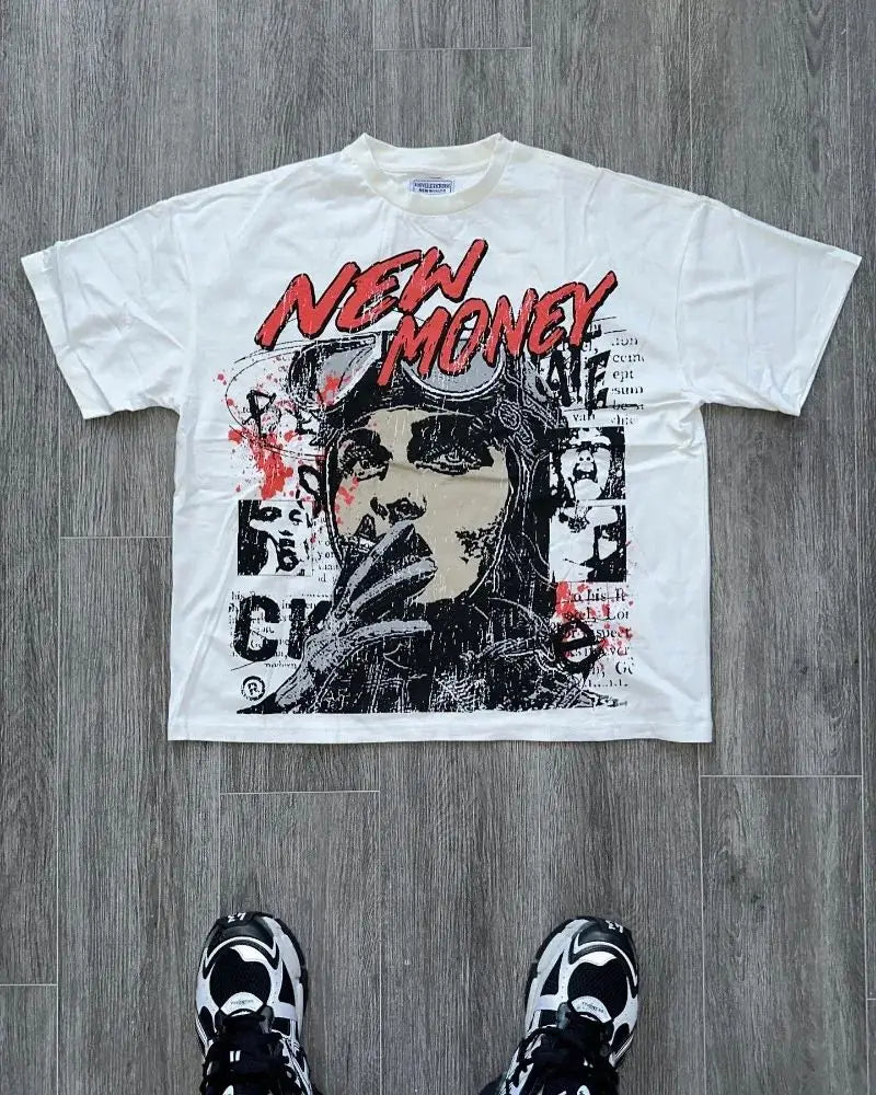 DSummer New High Street Trend Anime Print Short Sleeve T-shirt