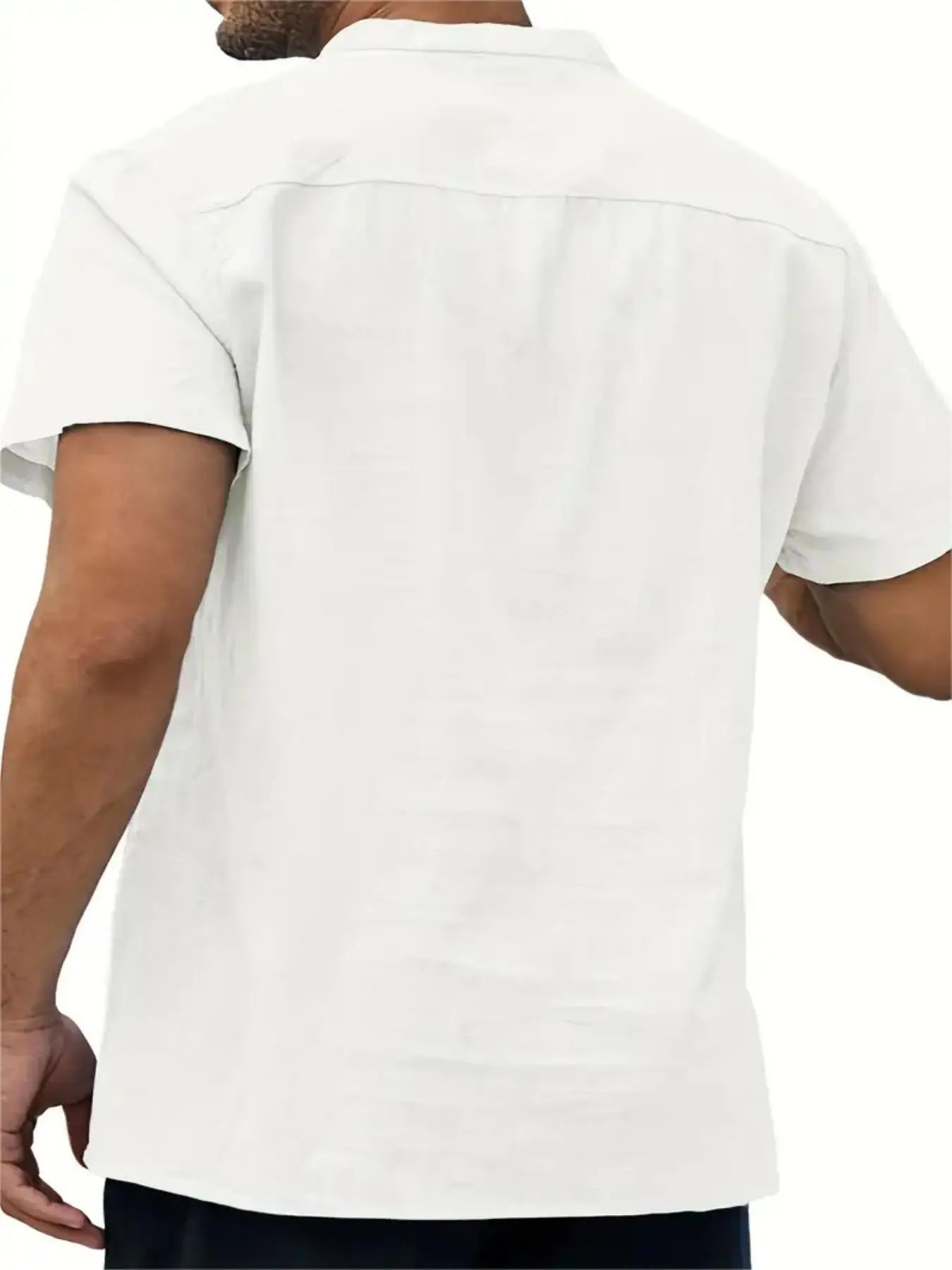 Men's Plus Size Cotton Linen Shirt with Pocket Casual