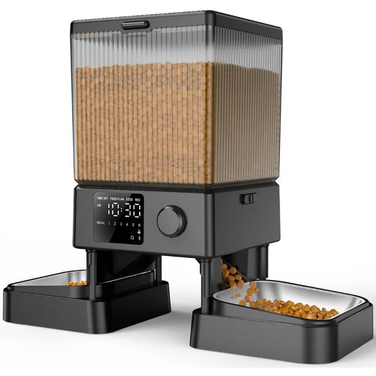 Automatic Cat Feeder for 2 Cats, 2   for Small Pets Indoor, Timed Cat Feeder for Dry Food