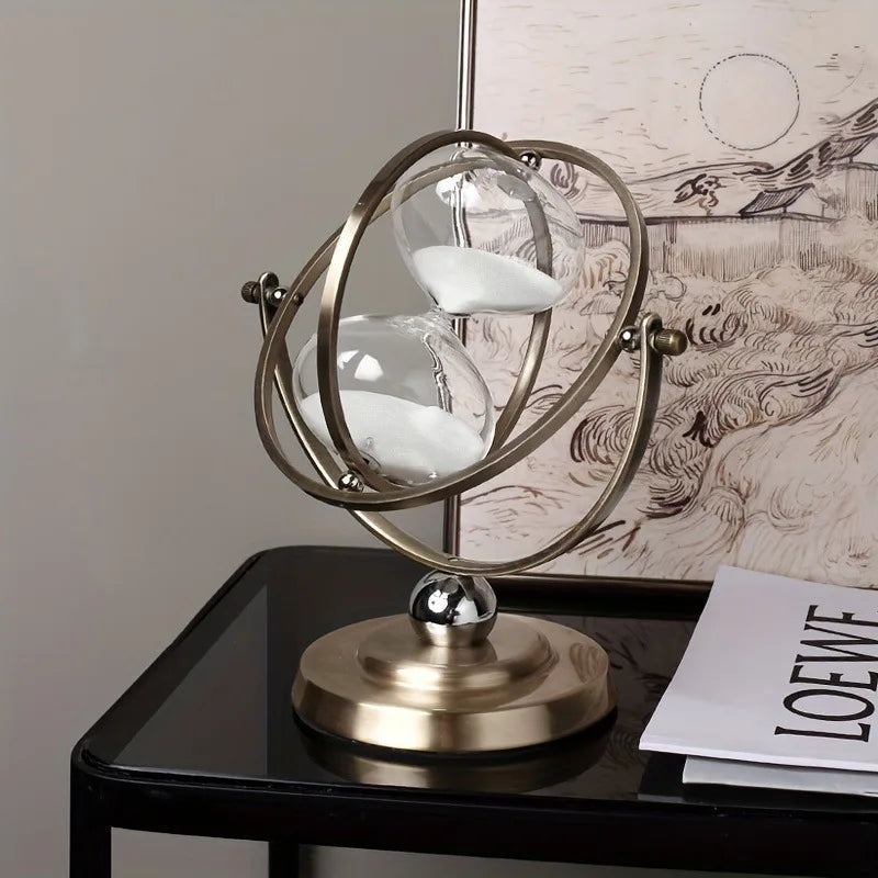 Vintage Hourglass 30 Minute Sand Clock Timer:720° Rotating Antique Design,  30 Minute Glass Sandglass for Office Desk
