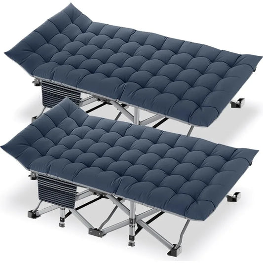 Folding Camping Cot with Mattress, 2 Pack Heavy Duty