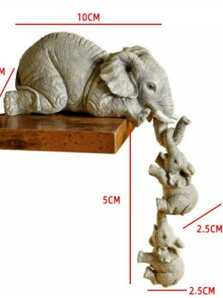 3pcs/Set Cute Elephant Figurines Elephant Holding Baby Decor