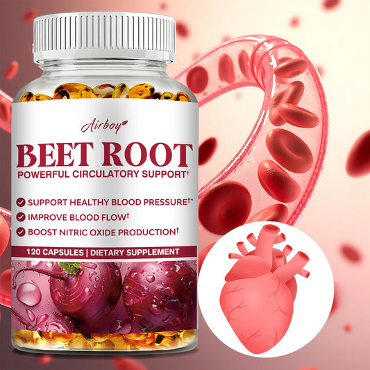 Beet Root Capsules - Blood Pressure Support, Heart Health, Improves Circulation,