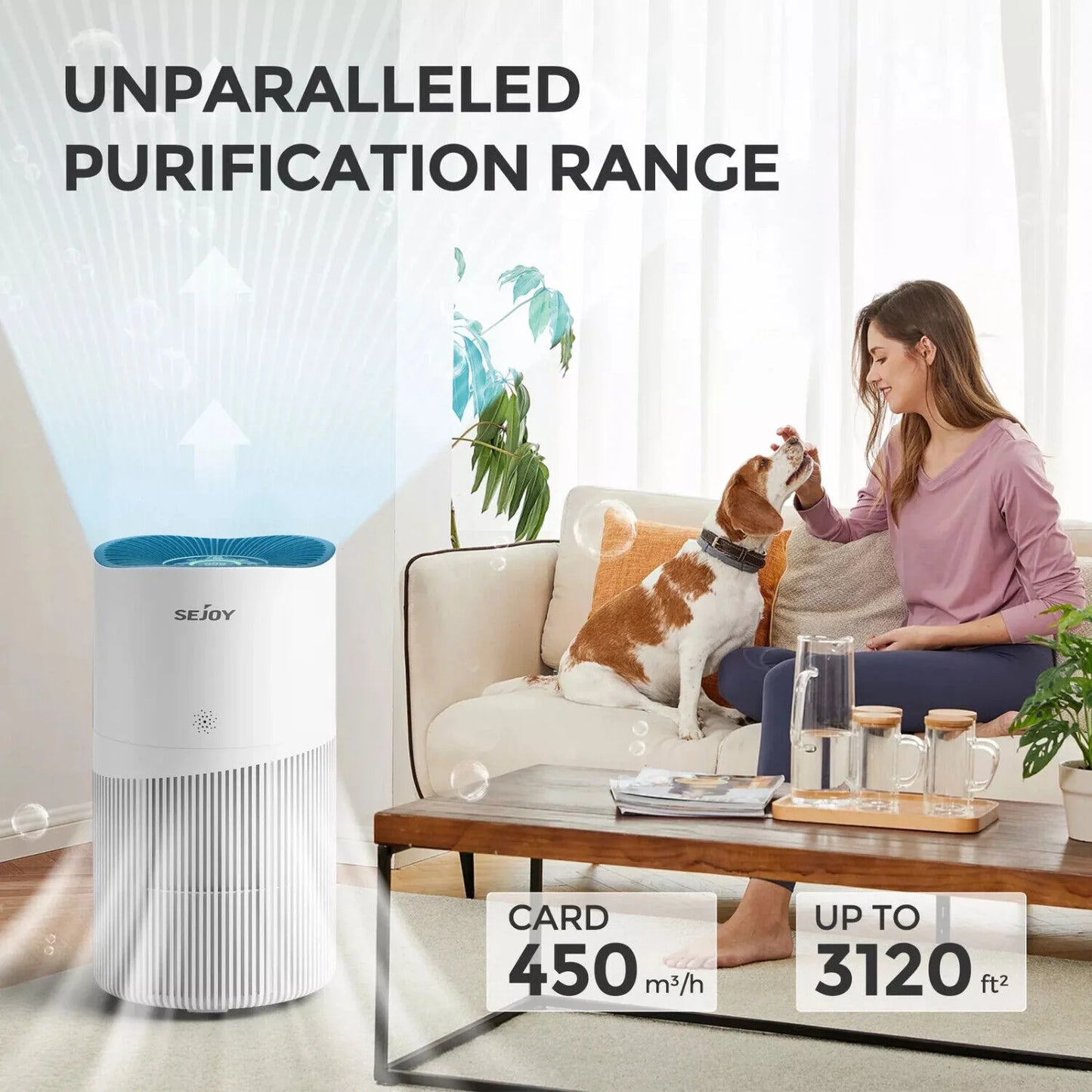 3 Speed HEPA Air Purifier Air Fresh for Home Allergies Dust Pollen CARB