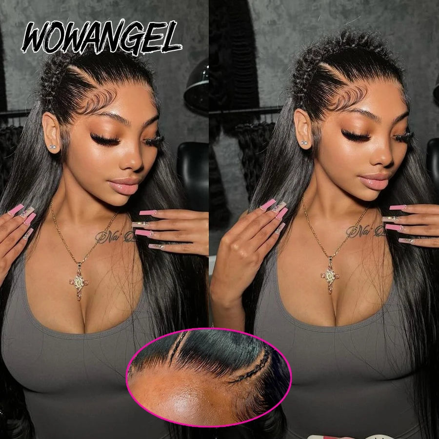 250% Upgraded 13x6 HD Lace Full Frontal Wigs Glueless Straight Human Hair Wigs