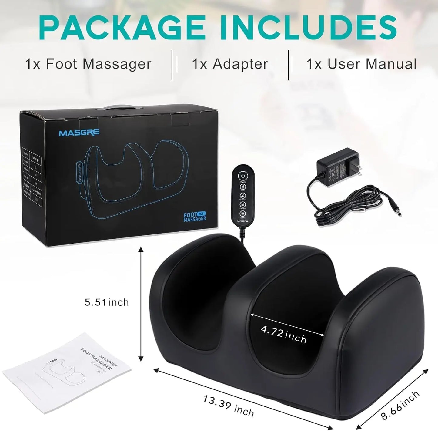 Electric Foot Massager Machine with Heat  Kneading Feet Calf Massagers for Relaxation