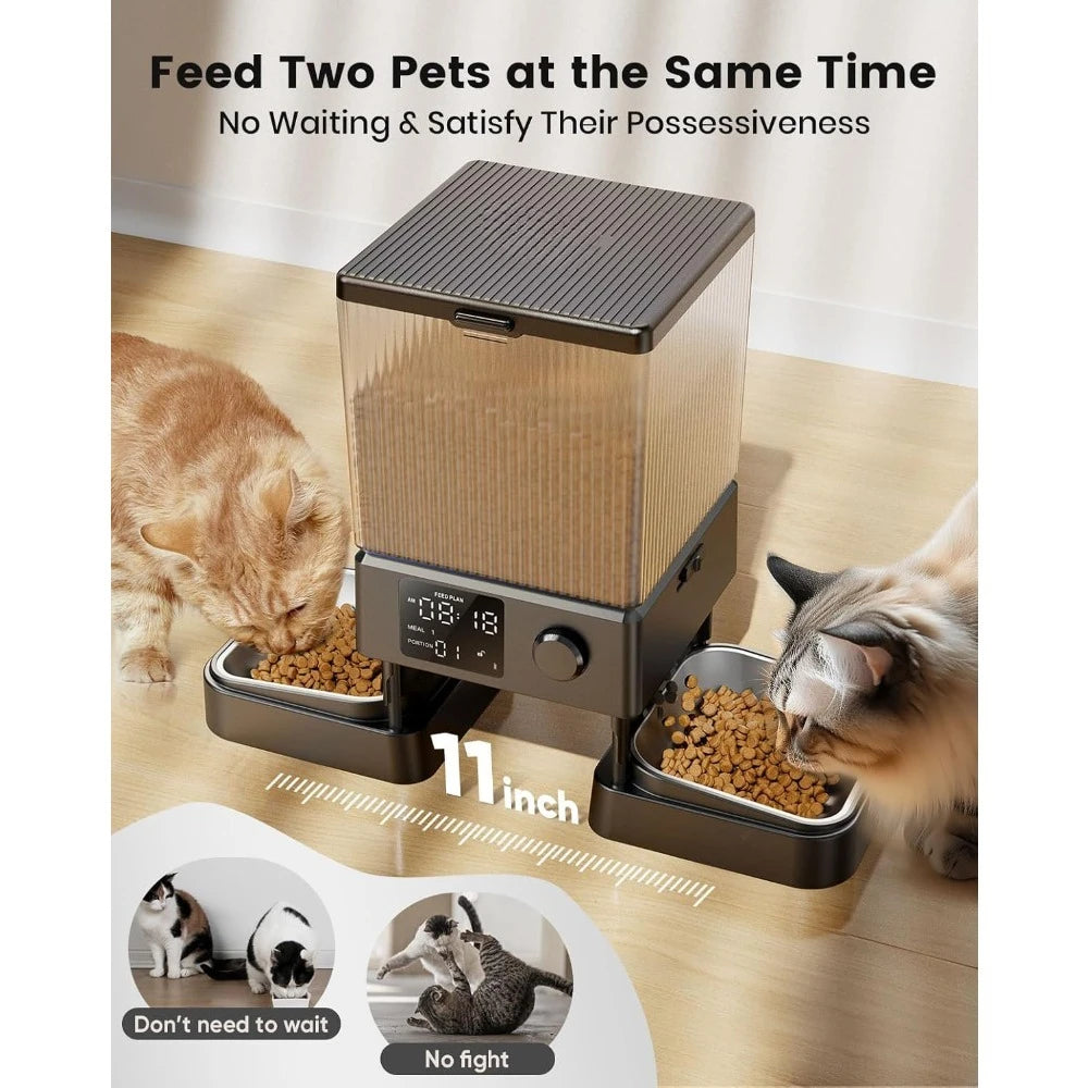 Automatic Cat Feeder for 2 Cats, 2   for Small Pets Indoor, Timed Cat Feeder for Dry Food