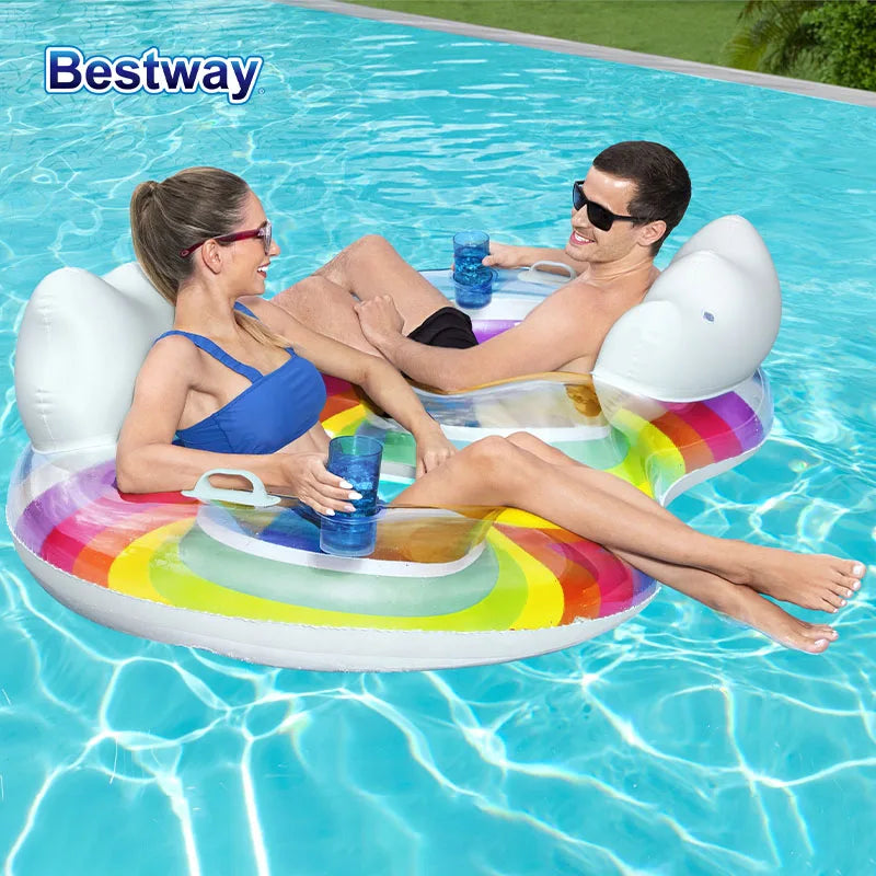1PC   Inflatable Swimming Tube Raft, Sparkling Swimming Ring, Rideable Blow Up Summer