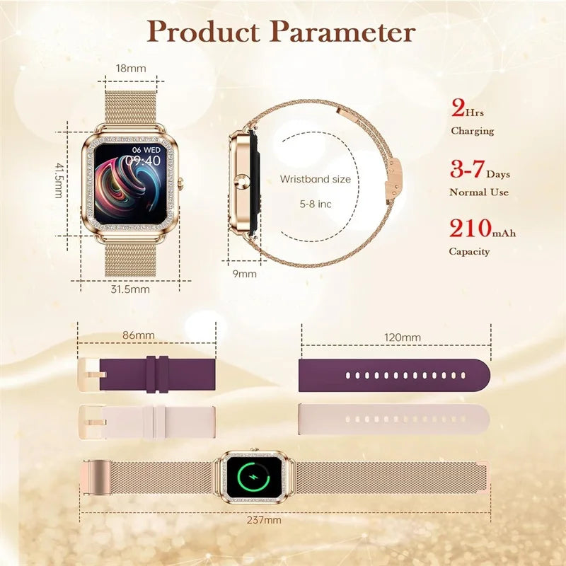 Women's Fashion Wearable Smartwatch  For Android And IPhone, , AI Voice Function