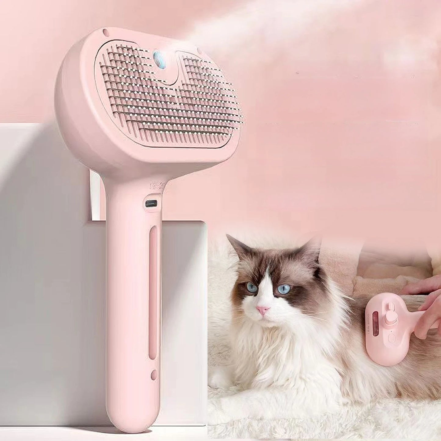 Cat Steam Brush, Spray Cat Brush, Pet Spray Hair Removal Comb for Shedding and Grooming,