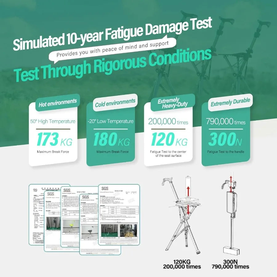 Portable Trekking Hiking Pole Folding Walking Stick with Seat Walking Cane with Chair Foldable Chair