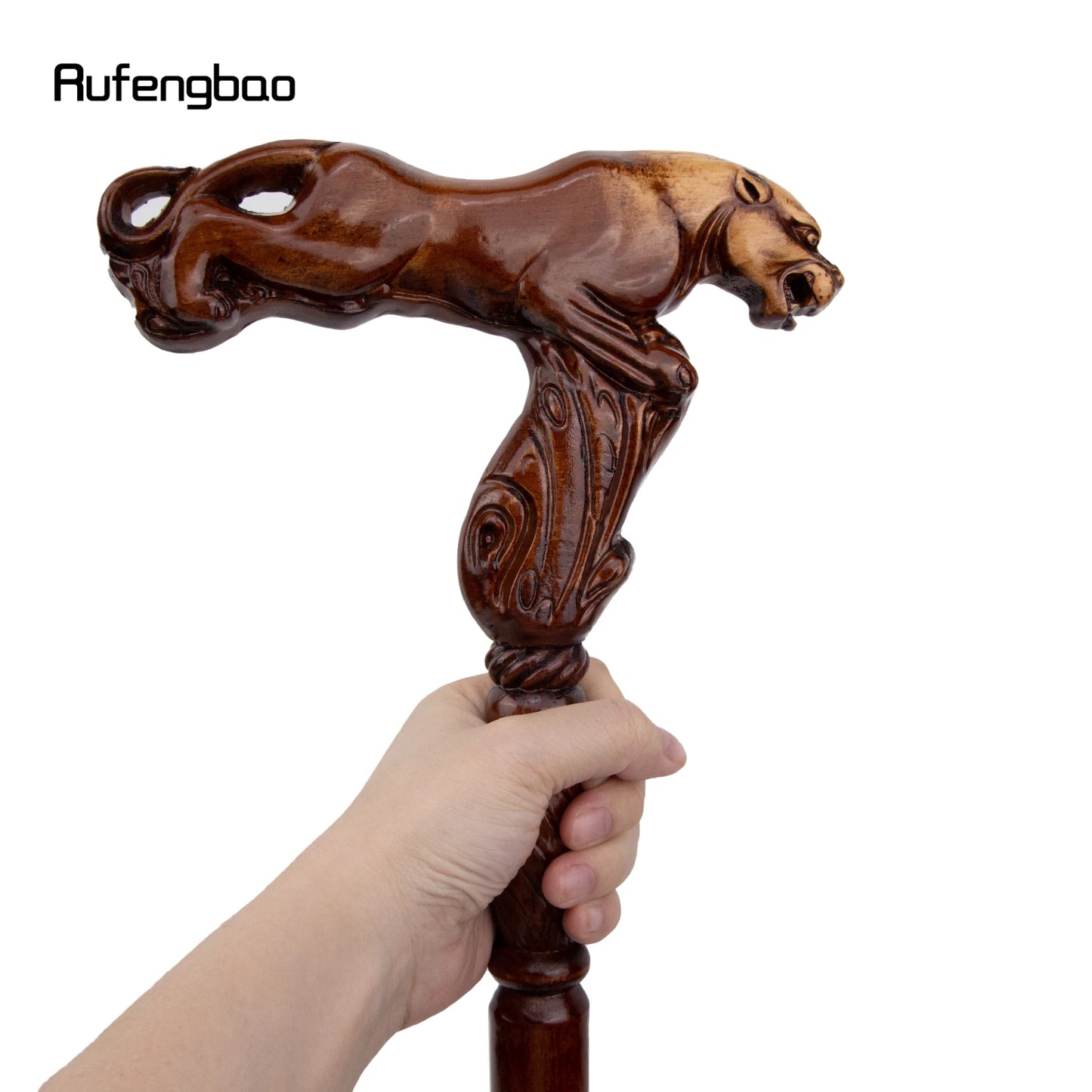 Leopard Brown Wooden Fashion Walking Stick for Hiking