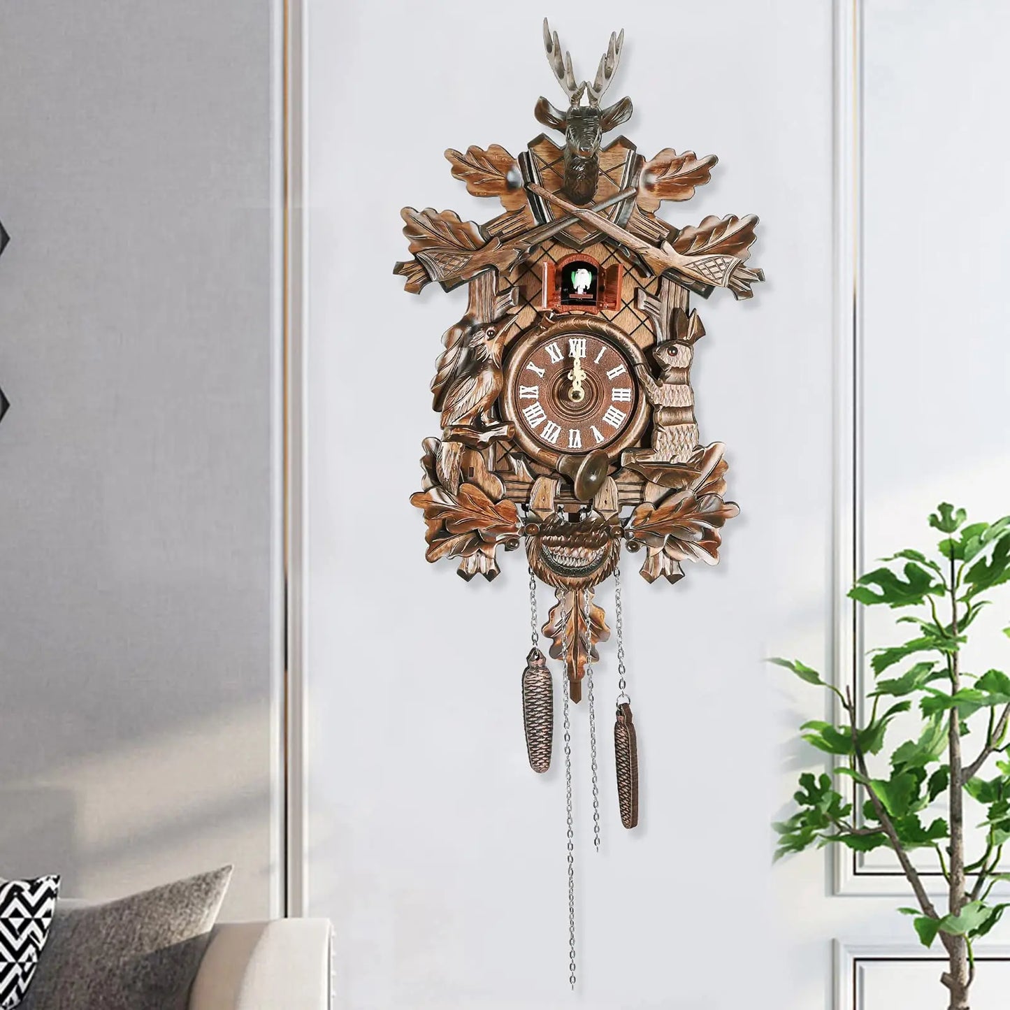 Cuckoo Wall Clock, German Traditional Black Forest Cuckoo Clock  , Bedroom, Study, Office, Gift