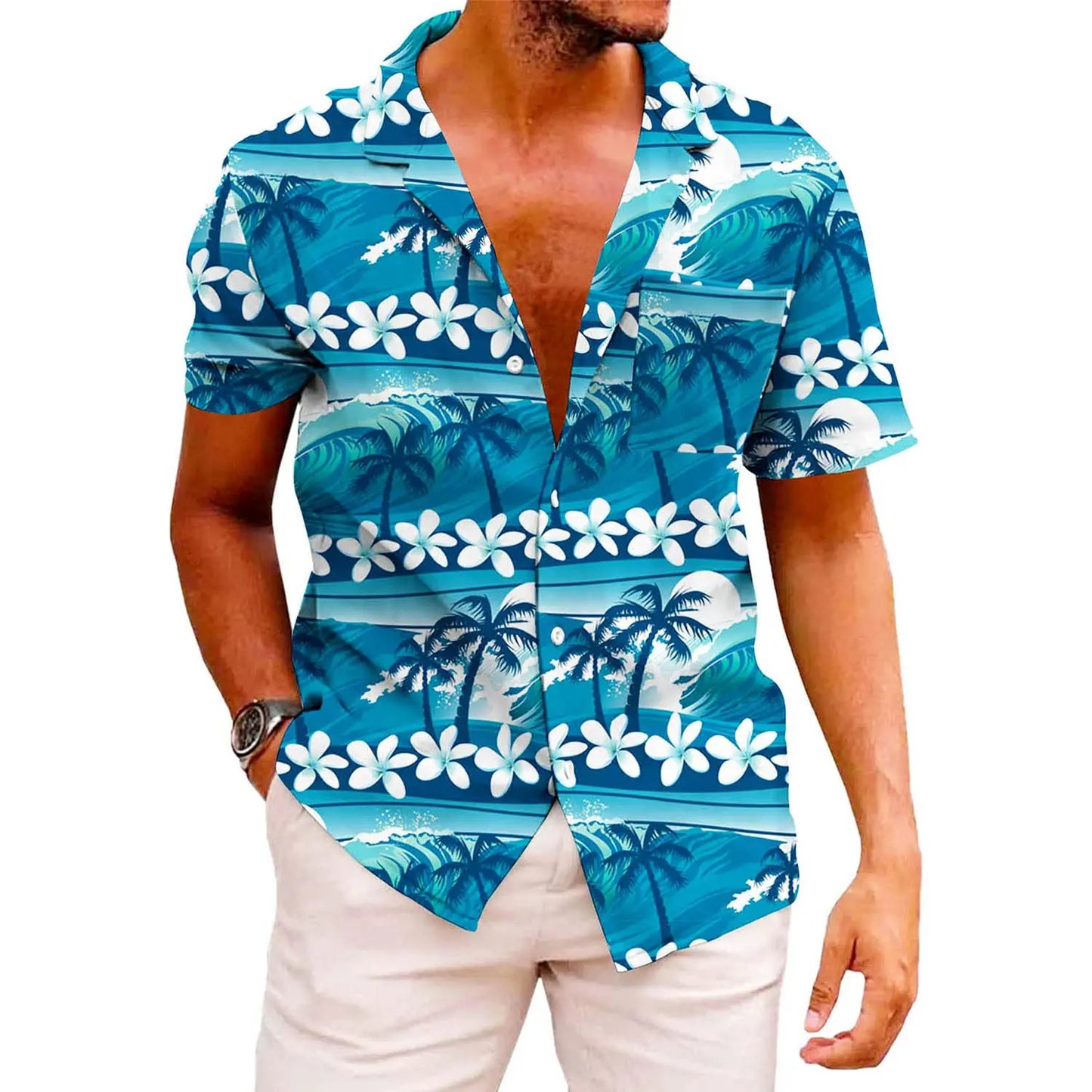 Funky Halloween Hawaiian Shirt for Men Palm Beach Shirts Tropical Vacation Shirts