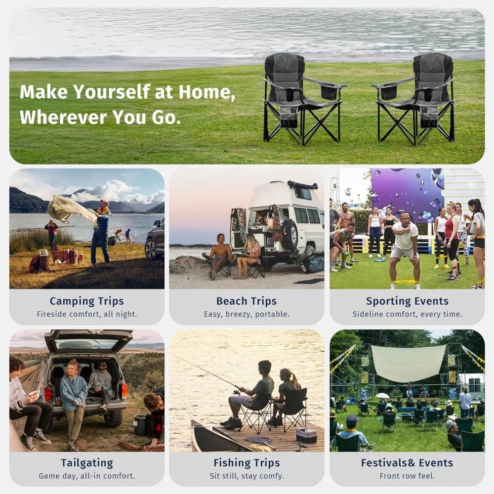 Oversized Camping Chair | Heavy Duty  Cup Holder & Side Pocket | Ideal for Camping
