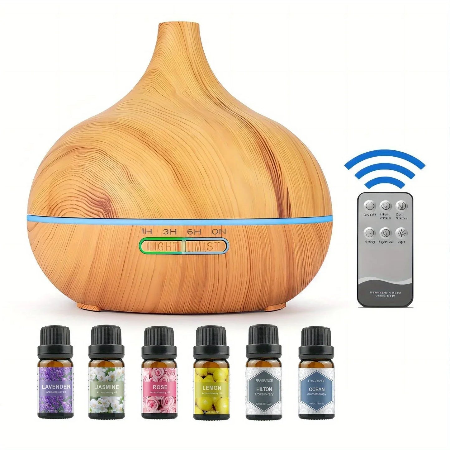 550ML Essential Oil Aroma Diffuser with 6-Bottle 10ml Oil Set,