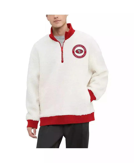 Men's Cream San Francisco 49ers Jordan Sherpa Quarter-Zip Sweatshirt