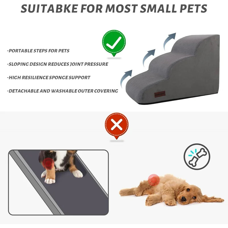 Pet Stairs for Large Dog Cat High Density Soft Foam Small Dog Ramp Ladder