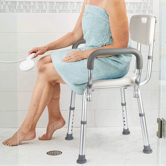 Shower Chair Seat with Padded Armrests for Bathtub