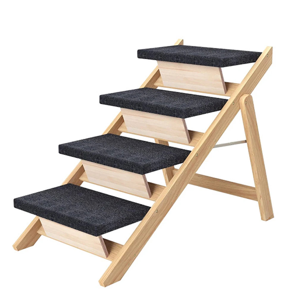 Outdoor Steps Dog Stairs Foldable Wooden Cat Climbing Ladder Non-slip Portable
