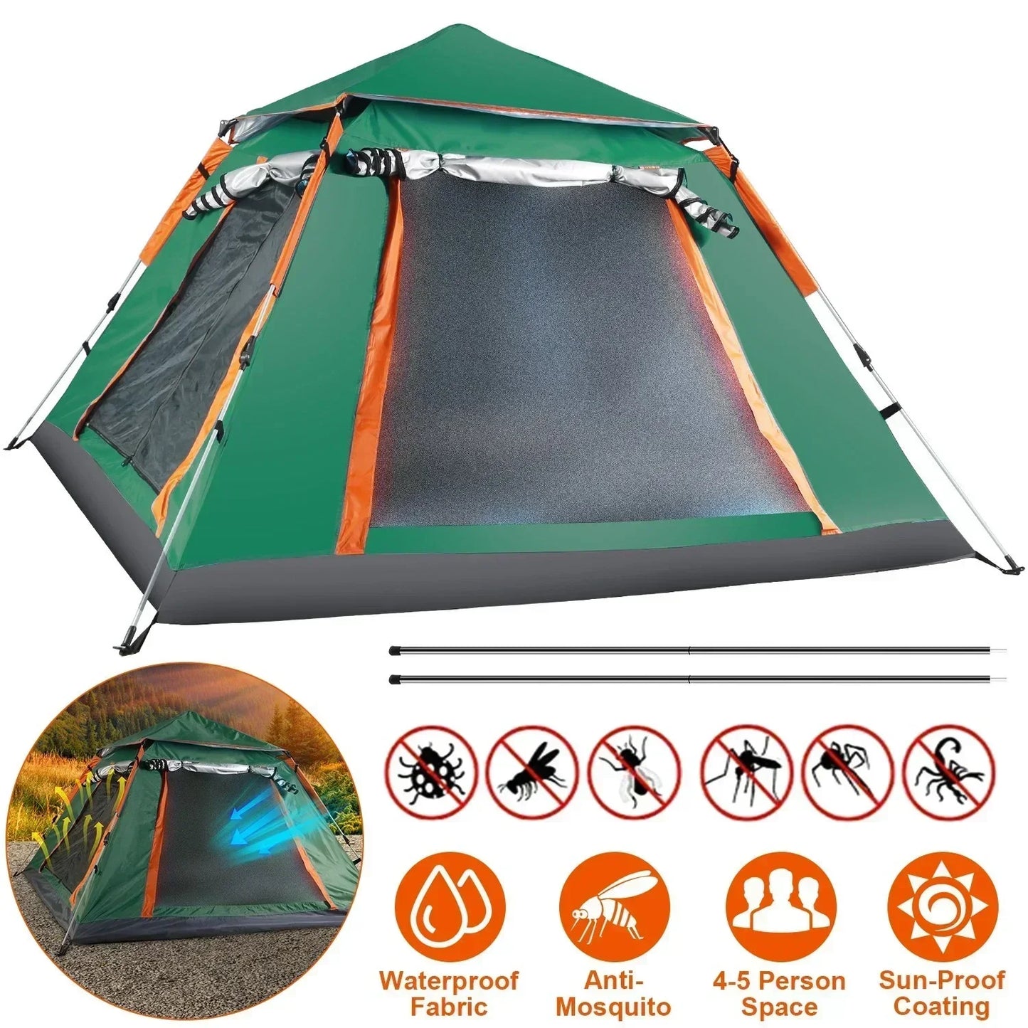 Outdoor Self-driving Travel Camping Tent Auto Quick-opening Tent Portable