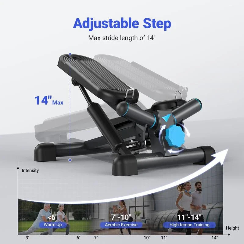 Mini Stepper for Exercise,Twist Stair Stepper,Stepper Exercise Equipment with Resistance Bands for Full Body Workout at Home