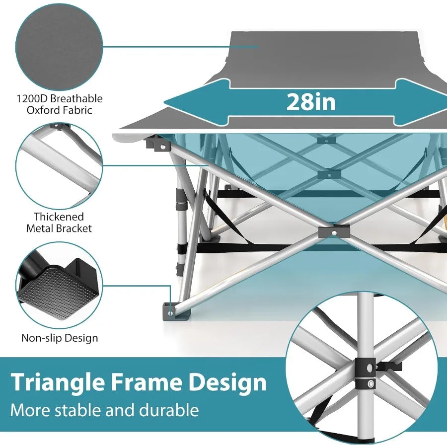Folding Camping Cot for Adults 2 Pack Heavy Duty Sleeping Cots