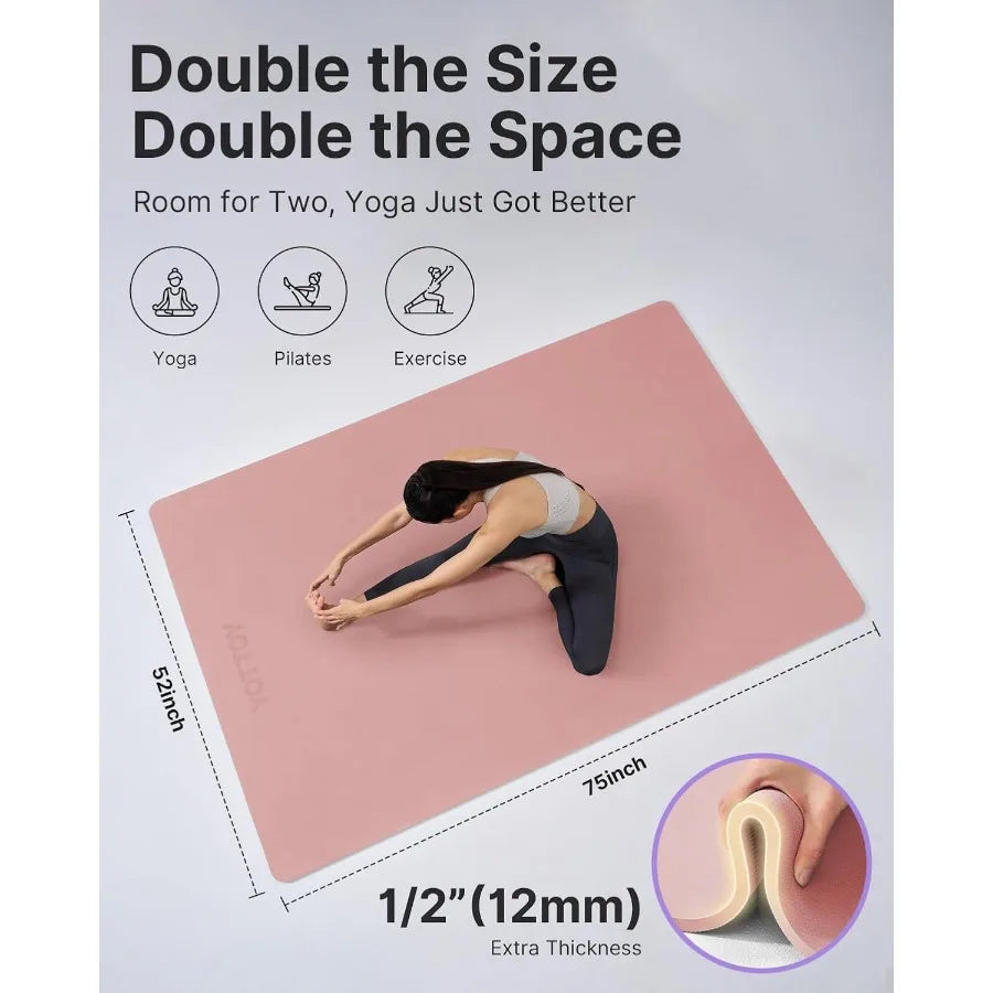 Large Yoga Mat 75 52 1 2 inch Extra Wide TPE Exercise Mat
