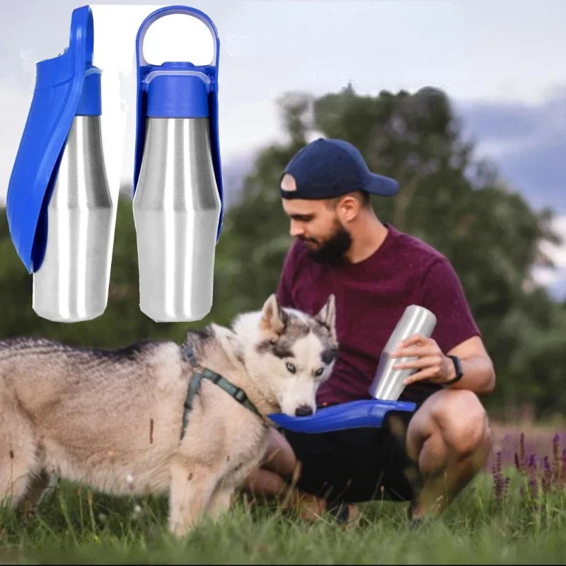 Large Dog Water Bottle Stainless Steel Outdoor  Puppy Travel Water Basin