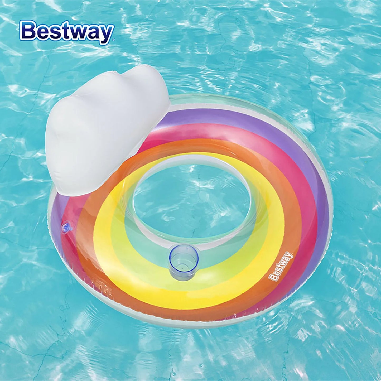 1PC   Inflatable Swimming Tube Raft, Sparkling Swimming Ring, Rideable Blow Up Summer