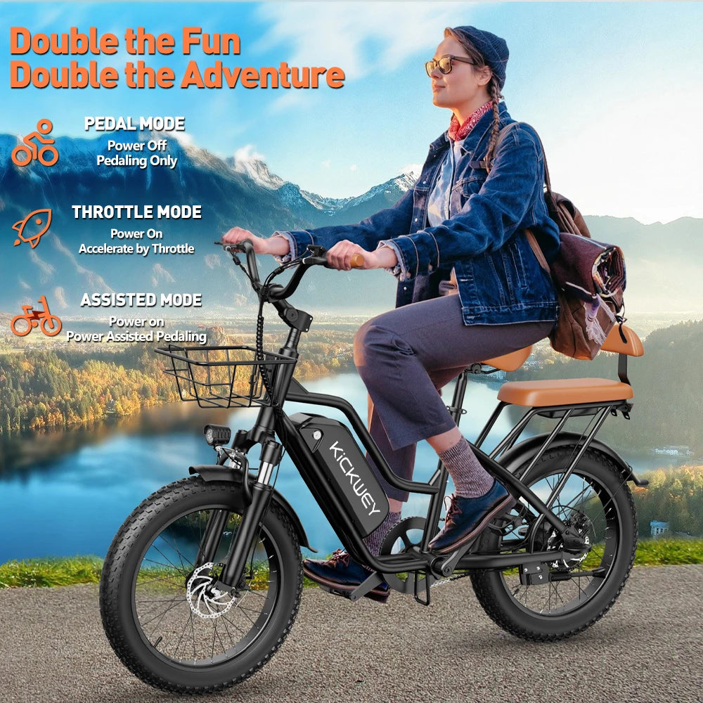 Electric Bike for Adults，20'' 1500W Peak Ebike, Up to 50 Miles 32MPH