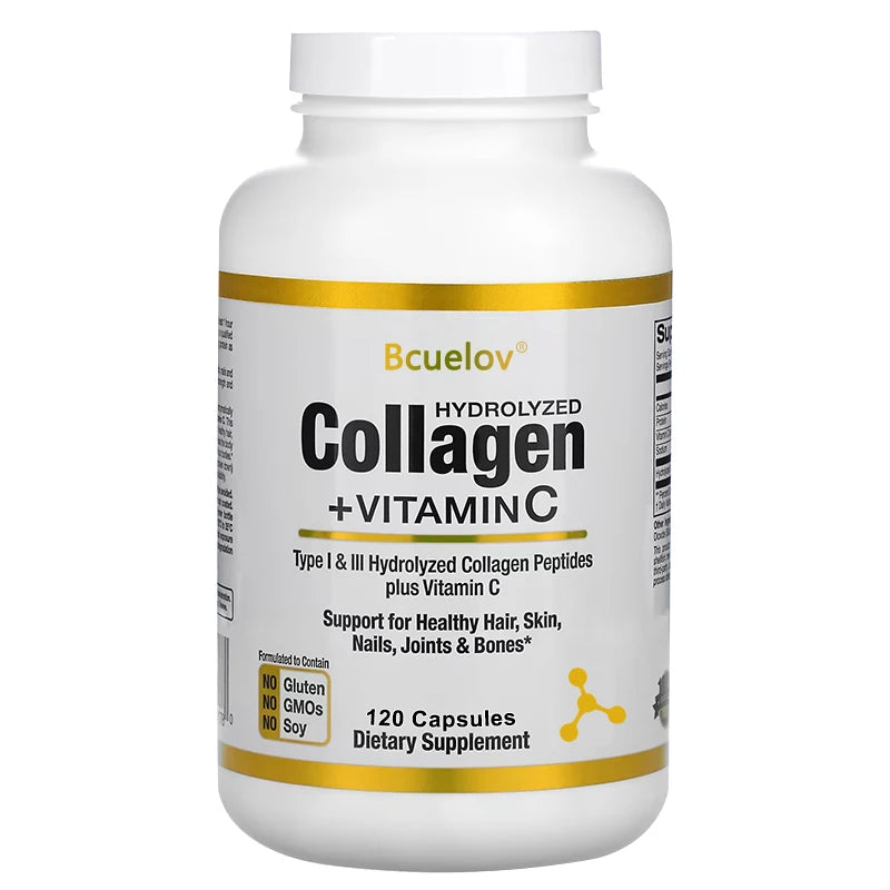 Bcuelov Type I & III Hydrolyzed Collagen Peptides Plus Vitamin C