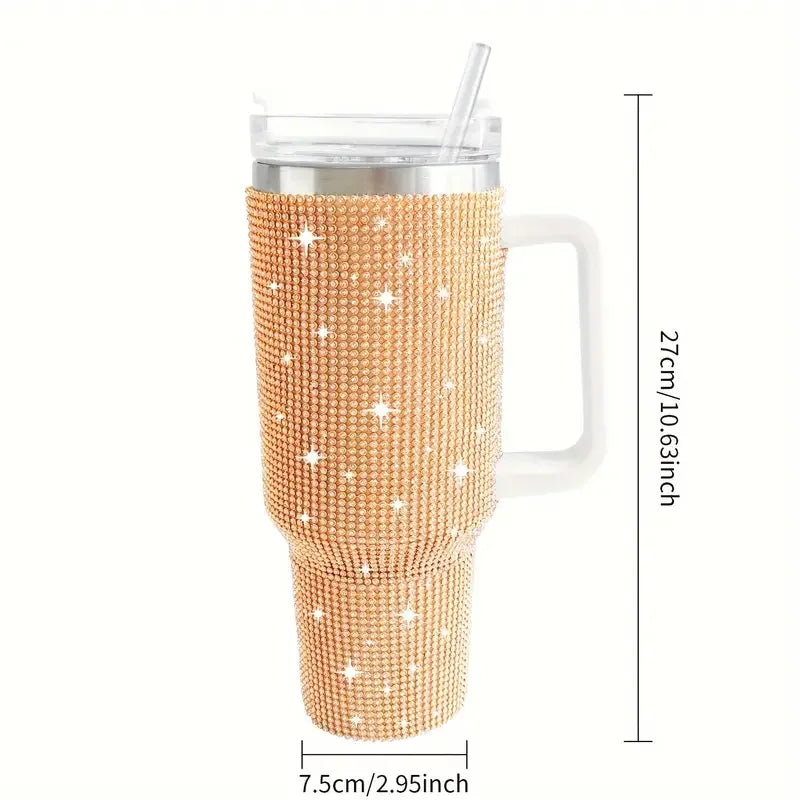Sparkling Studded Tumbler With Lid, 40oz Stainless Steel Insulated Water Bottle