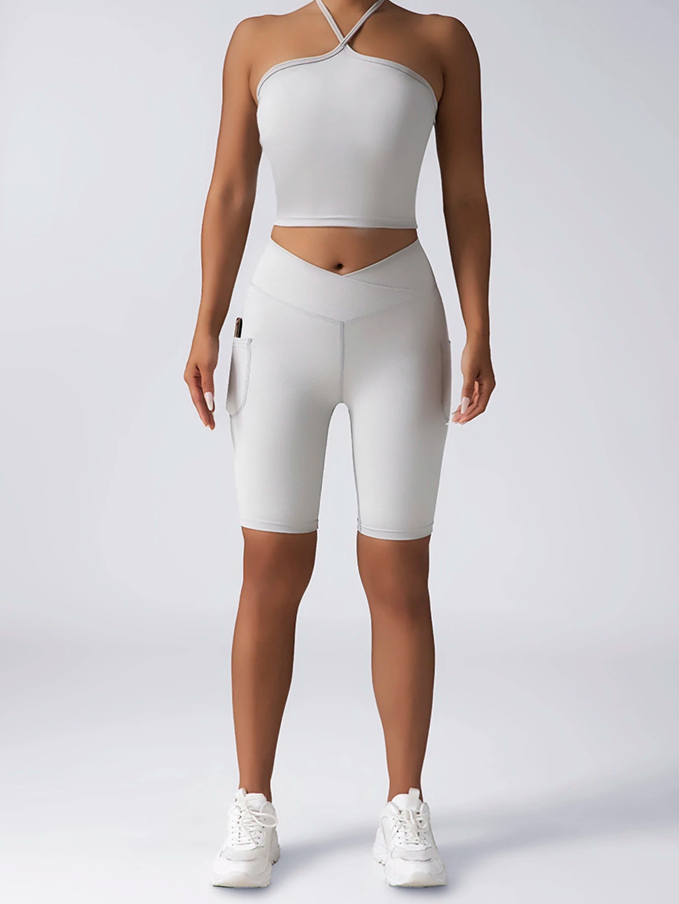 US Local Women's Seamless Solid Color Yoga Set 2 Piece