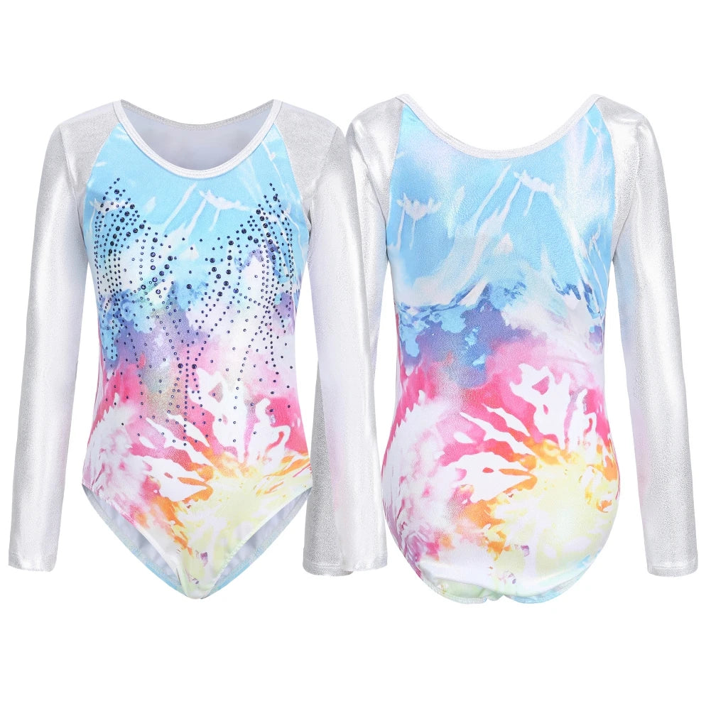 Girls' Rainbow Gradient Color Ballet Leotard