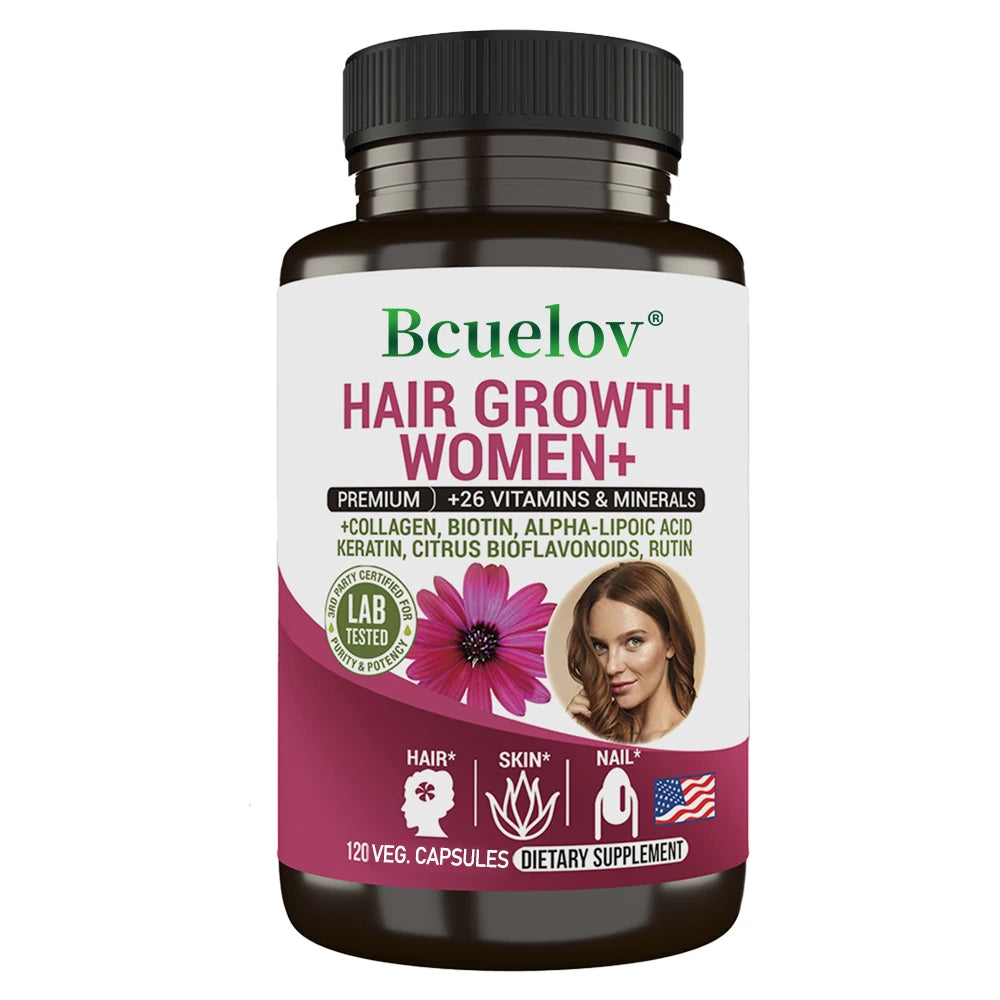 Women's Hair Supplement - Contains multivitamins, collagen, biotin, supports healthy hair, skin and nails,