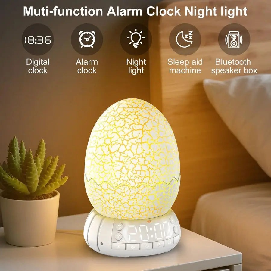 Egg Alarm Clock for Kids, Wake Up Light, Bluetooth Speaker, Sleep Training Clock with 20 Soothing Sounds